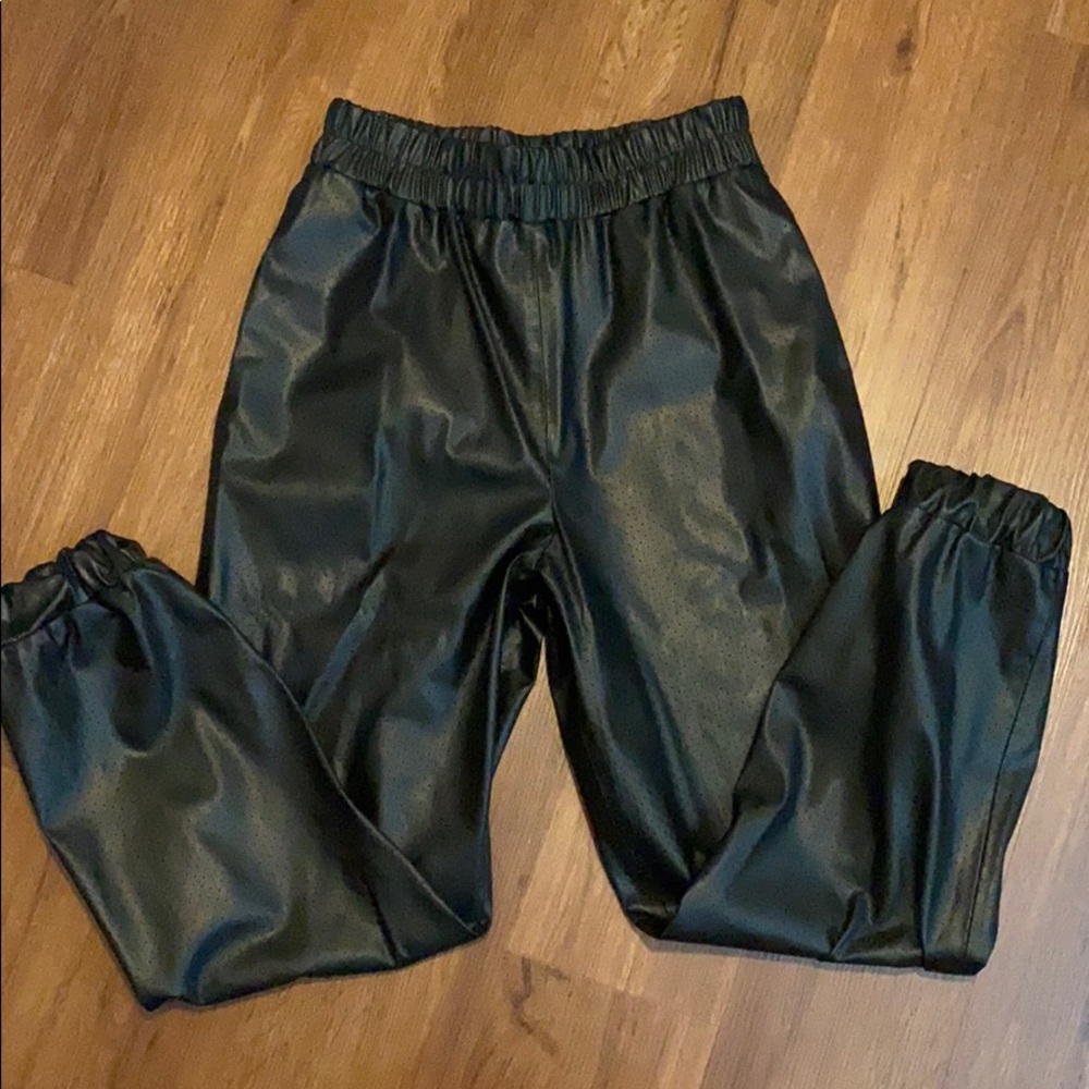 Zara leather joggers